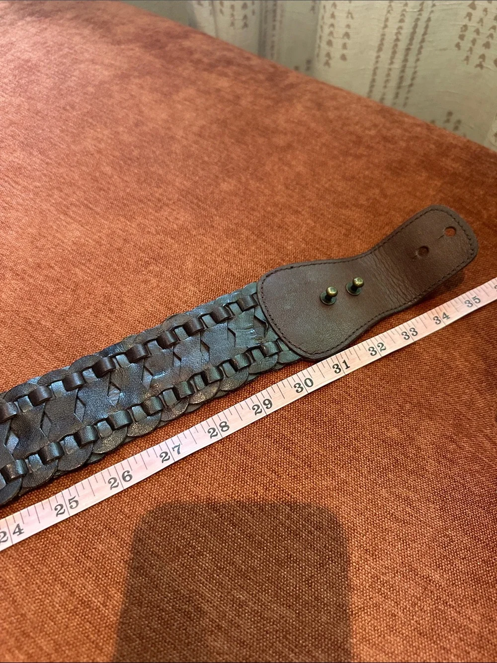 Abercrombie Braided Leather Women’s Belt with Brass Ring - Brown
